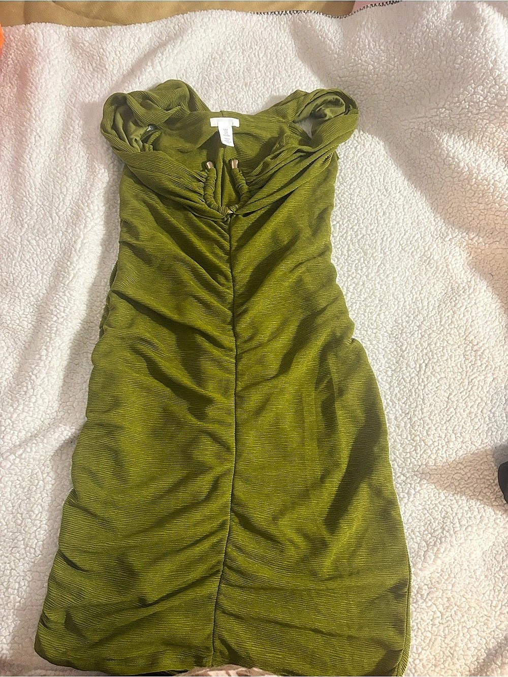 H&Medium Ruched Crêpe Dress Ruched Mini Dress in Green Size Medium